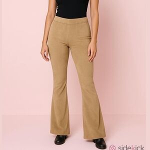 FAL Pull On Cotton Blend Velour Flare Pants Camel Tan Sz M Tall